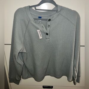Old Navy Thermal-Knit Henley T-Shirt - Silver Sage - Size L